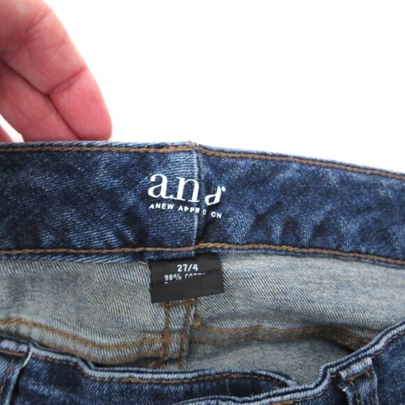 A.N.A. Cotton Blend Stretch Distressed Denim Skinny Jeans Size 27/4 Medium Wash - Picture 11 of 14